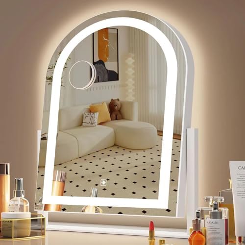 Gvnkvn Arched 17.2 in Lighted Makeup Mirror, 10X Magnifiers by Gvnkvnlightupyourhome