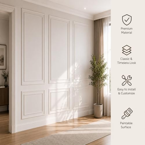 Peel and Stick Wall Molding Kit, Pre Cut Bilinear Frame Wainscoting Panel - Image 4