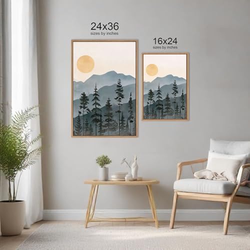 LHIUEM Boho Mountain Framed Canvas Wall Art Set, Forest Pine Tree Wall Decor - Image 6