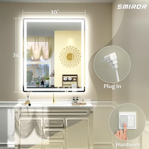 SMIROR 36x30 LED Lighted Bathroom Vanity Mirror - Image 2