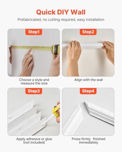 VEVOR Wall Molding 3 Pack, Wainscoting Panels Kit, Lightweight Paintable - Image 6