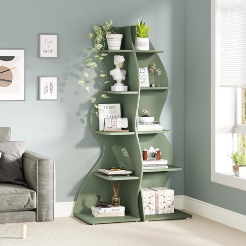 Tribesigns Corner Shelf, Modern 5-Tier Wall Corner Bookshelf, Stylish Corner - Image 4