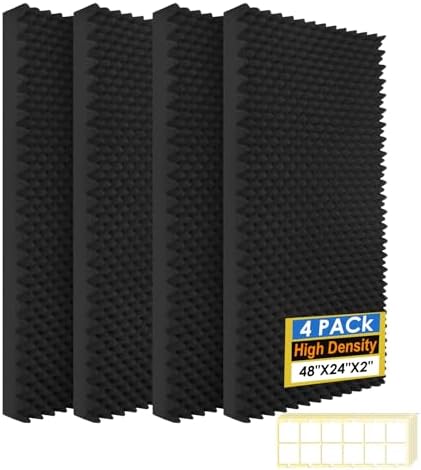 4 Pack Acoustic Panels, High Density Fireproof Noise Cancelling Studio Foam by Unknown