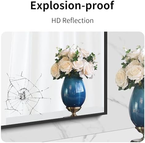 DESBING Black Bathroom Mirror for Wall, 60x36 Inch Rectangle Mirrors - Image 5