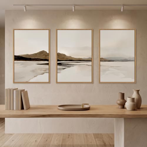 Netural Abstract Mountain Framed Canvas Wall Art Set -24"X36"X3 - Image 2