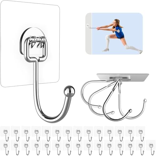 30 Pack Large Adhesive Hooks for Hanging Heavy Duty 44 lb by Strjobaili