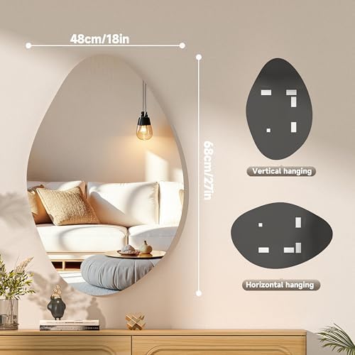Hasipu 27"x18" Irregular Wall Mirror Frameless Asymmetrical Mirror - Image 2