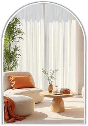 White Arch Bathroom Wall Mirror, 24 x 36 Inch Arched Vanity Modern Mirror by Culer
