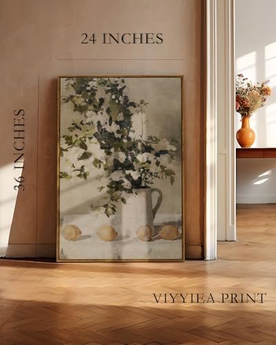 VIYYIEA Vintage Floral Large Framed Wall Art, Flowers and Lemons Paingtings - Image 5