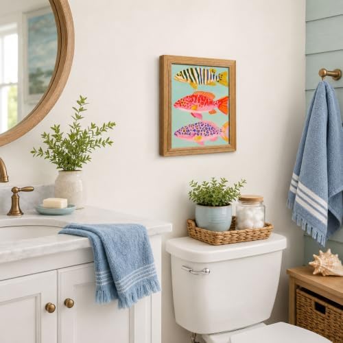 Colorful Fish Framed Wall Art Coastal Sardine Pictures Wall Decor 8x10in - Image 3