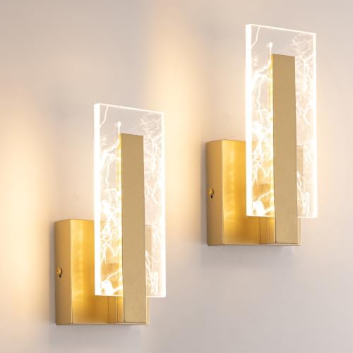 Modern Wall Sconces Set of Two, Hardwired Gold Wall Light Lighting, 3000K Warm by Unknown