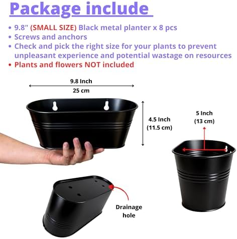 LaLaGreen Modern Wall Planter Black Metal Plant Shelf - Image 2