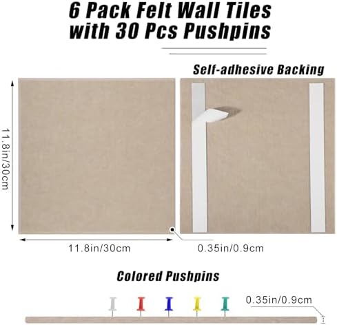 Large Cork Board 36" x 24", 6 Pack Felt Bulletin Board, Pin Boards - Image 3