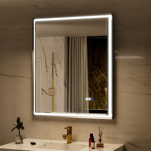 30x36 LED Bathroom Mirror with Lights, Beveled Framed Smart Bathroom Vanity by YUGAHompack