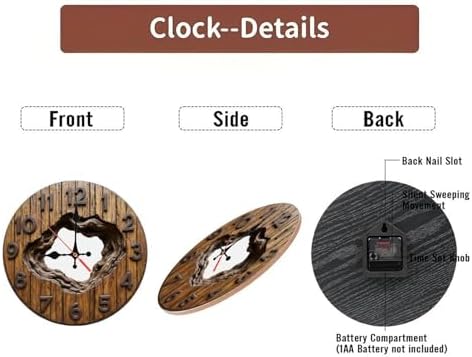 Dark Brown Root Hollow Round Wall Clock - Image 7