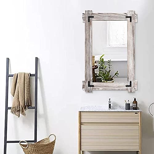 MeMoreCool White Farmhouse Wall Mirror 40x28 Inch, Wood Framed Mirror - Image 5