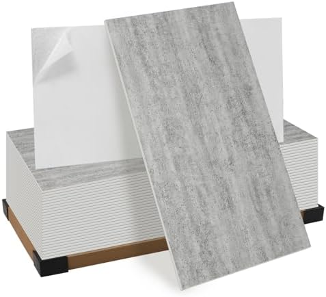 80PCS 3D Thick Grey Faux Stone Peel and Stick Wall Panels 23.6"x11.8" by GRITHOME