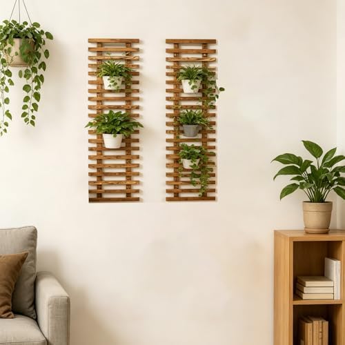 Pack of 2 Vertical Wooden Wall Planter Trellis - Image 4