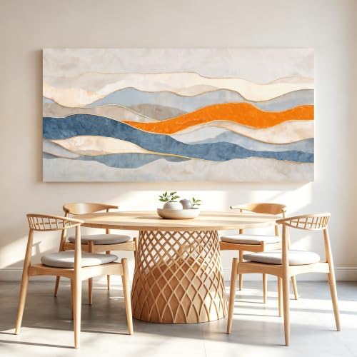 Tsomzxng Large Blue And White Abstract Wall Art - Image 3