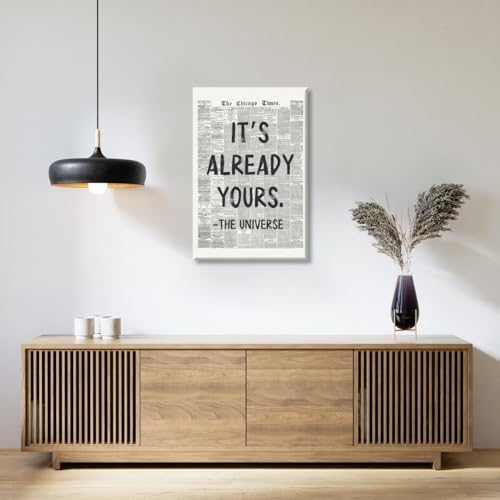 Black And White Retro Newspaper Wall Art Trendy Inspirational Universe Quote - Image 6