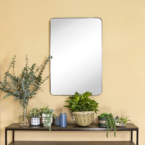 GRACTO 24x36'' Chrome Metal Framed Bathroom Mirror - Image 5