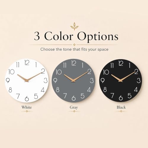 cicininc 10 Inch Battery Operated Wall Clock, Silent Analog - Image 4