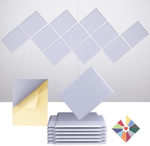 12 Pack Self-Adhesive Acoustic Panels, 2nd Generation Sound Absorbing Panel by DEXMOKO