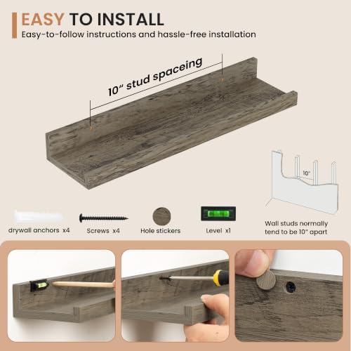 Dreamland Picture Ledge Shelf for Wall, Floating Shelves Set of 2, 18 inch Long - Image 4