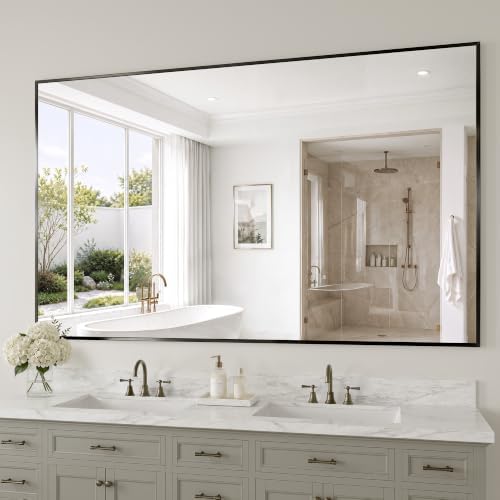 36"x60" Black Bathroom Mirror Wall Mounted by MYSUNORIA