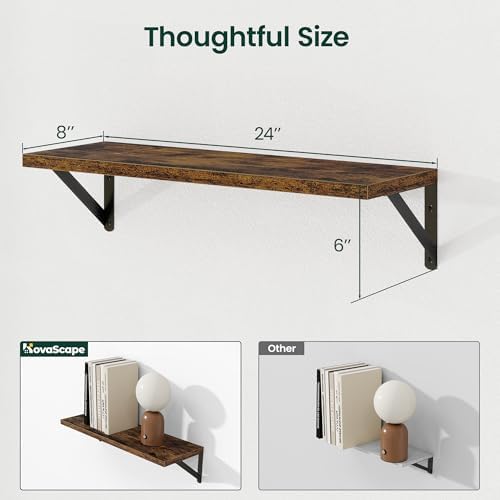 Floating Shelves, 8 Inch Deep Rustic Book Shelf - Image 2