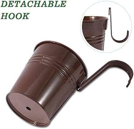 HowRU Metal Iron Flower Pots for Railing Fence Hanging Bucket Pots and Hanging - Image 4