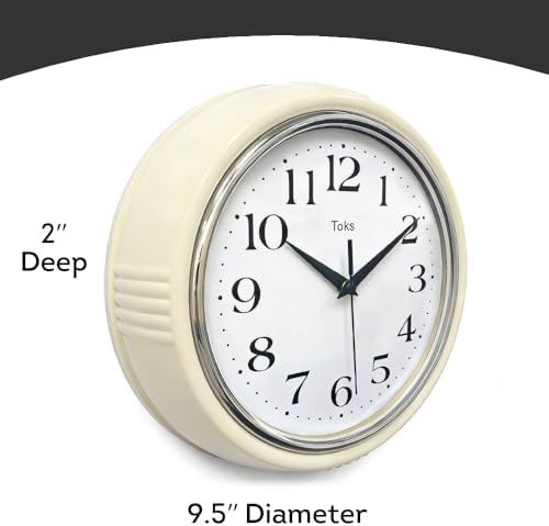 Lily's Home Retro Wall Clock, 9.5 Inch Vintage Design, Silent Non-Ticking - Image 2