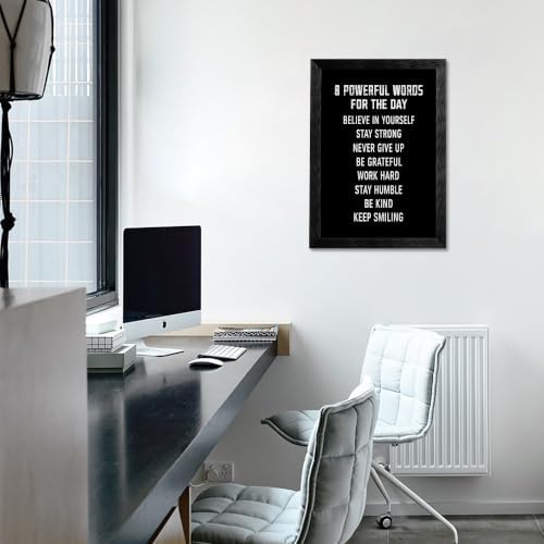 Black Framed 8 Powerful Words For The Day Motivational Canvas Wall Art - Image 3