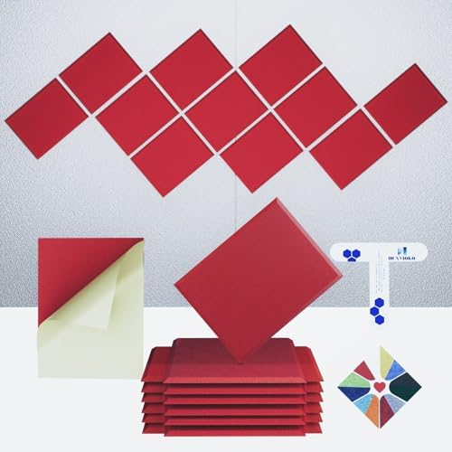 12 Pack Self-Adhesive Acoustic Panels, 2nd Generation Sound Absorbing Panel by DEXMOKO