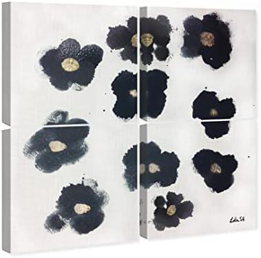 Floral and Botanical 'Black and Gold Camellias Four Piece' Florals by Oliver - Image 2