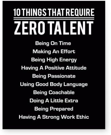 10 Things That Require Zero Talent Wall Art, Motivational Print by AmericanLuxuryGifts