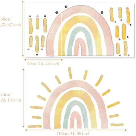 44.09x29.13in Boho Large Sun Kids Nursery Fabric Wallpaper Wall Stickers - Image 3