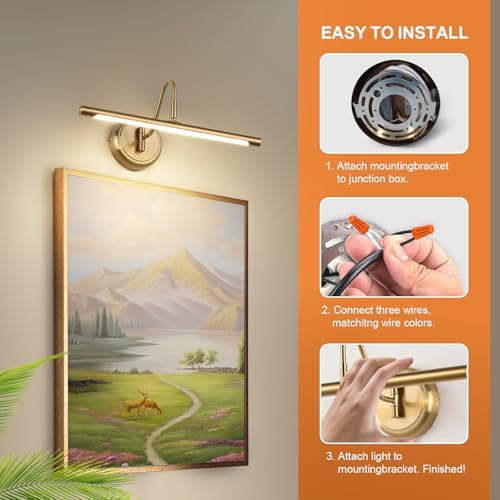 Modern LED Picture Light Hardwired, 16.5 Inch Dimmable Gallery Art Light - Image 7