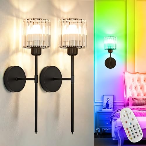 Depuley Wall Sconces Battery Operated: Set of 2 Wireless Crystal Wall Lights by Depuley