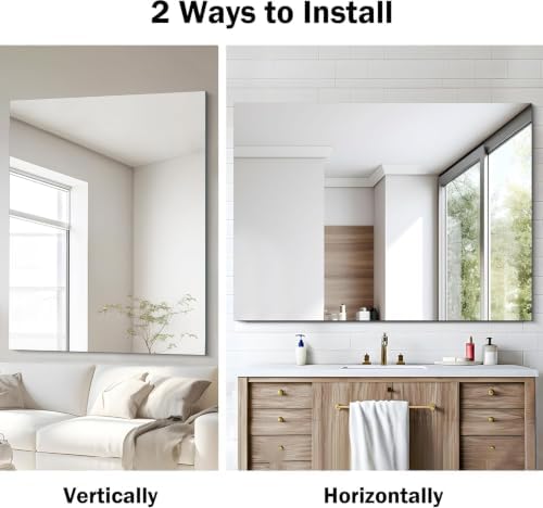 CILIBER Frameless Mirror, 36x48 Rectangle Bathroom Vanity Mirror - Image 5