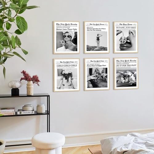 TWNSLLA Trendy Newspaper Wall Art Woman Searches - Image 2