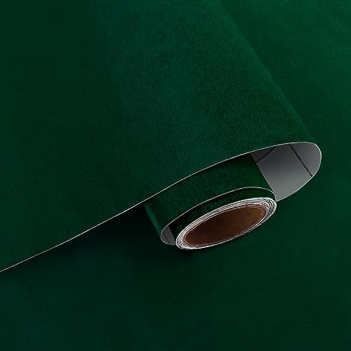 VaryPaper 15.7''x78.7'' Self Adhesive Dark Green Velvet Fabric Felt Roll Velvet by VaryPaper