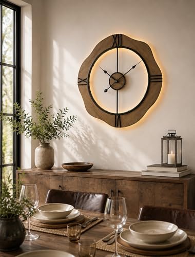 MASHI 24“ Wall Clock with Night Light, Non-Ticking Silent Battery Operated - Image 6