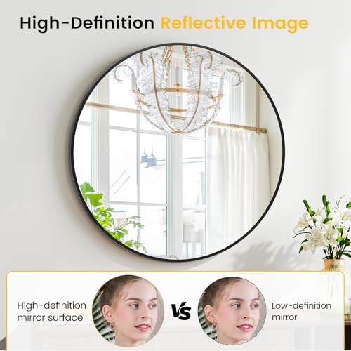 18 inch Round Mirror for Wall, Round Bathroom Mirror for Wall Decor, Wall - Image 4