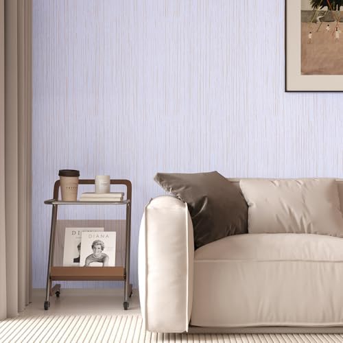 VaryPaper 15.7''x78.7'' White Gold Grasscloth Peel and Stick Wallpaper Textured - Image 3