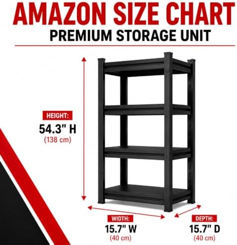 Garage Shelving, 2400 LBS Heavy Duty Metal Storage Shelves, 4-Tier Adjustable - Image 3