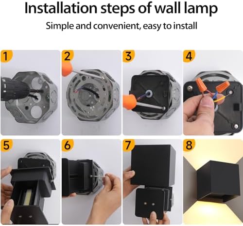Mille Lucciole 12W 2Pack Outdoor Wall Lights Exterior/Interior, LED Black - Image 6