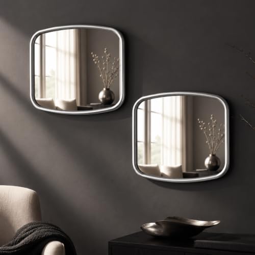 2 Pack Rounded Square Wall Mirror, Aesthetic Curved Edge Vanity Mirror by OPULINEA