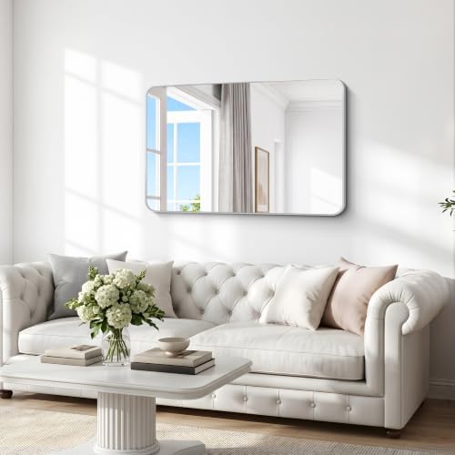 BONEWEI Silver Bathroom Mirror, 30x48 inch Wall Mirror - Image 6