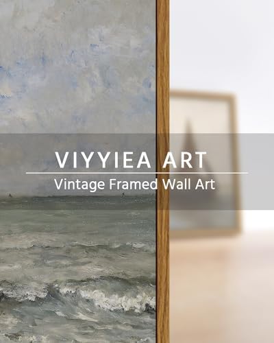 VIYYIEA Ocean Landscape Large Framed Wall Art, Seascape Vintage Paintings Art - Image 5